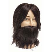 Голова учебная мужская с усами и бородой 35см, натуральный волос