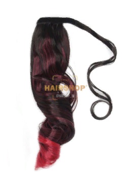 Хвост на липучке HairUp! цвет Dark Chokolate+Red 52 см (75гр)