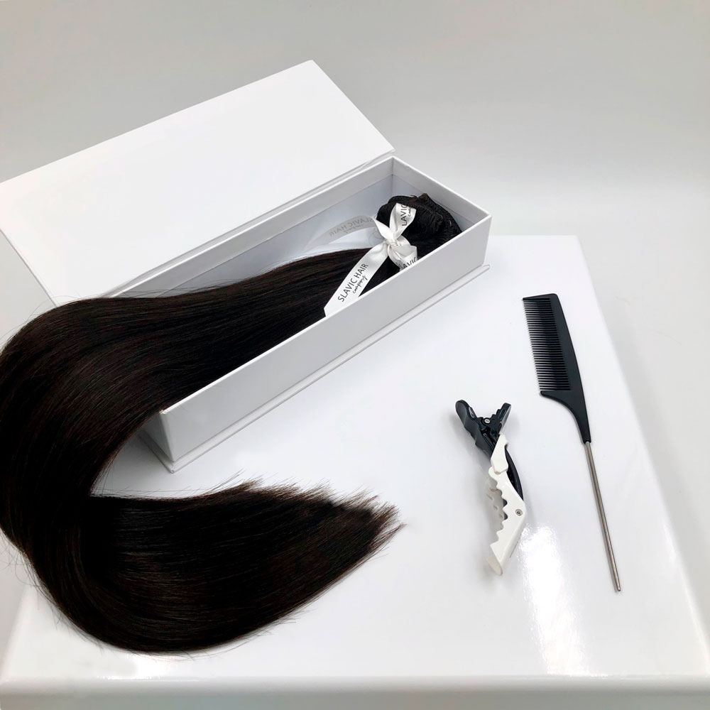2 Набор «Волосы на заколках» прямые 50 см SLAVIC HAIR