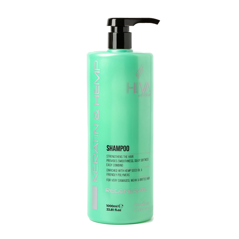 Шампунь для волос Кератин и Конопля, 1000мл Hiva Keratin & Hemp Shampoo